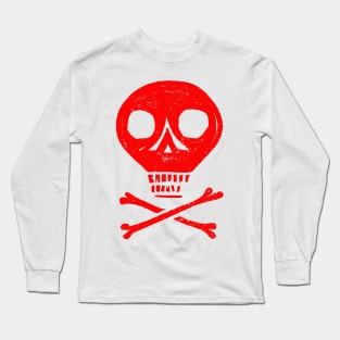 Red Skull and Cross Bones Long Sleeve T-Shirt